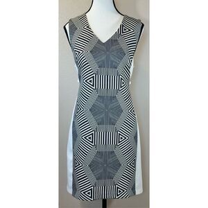 NWT Adelyn Rae Geometric Print Sheath Black & White Mini Dress  Large Women's
